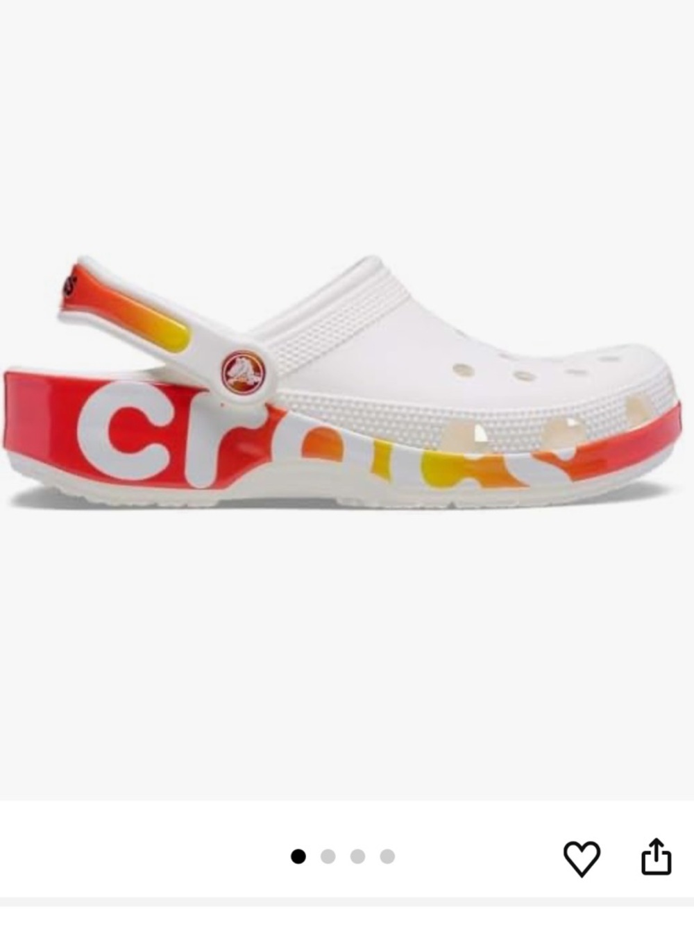 CROCS unisex reflector clog- White with Red & Yellow Gradient Accents